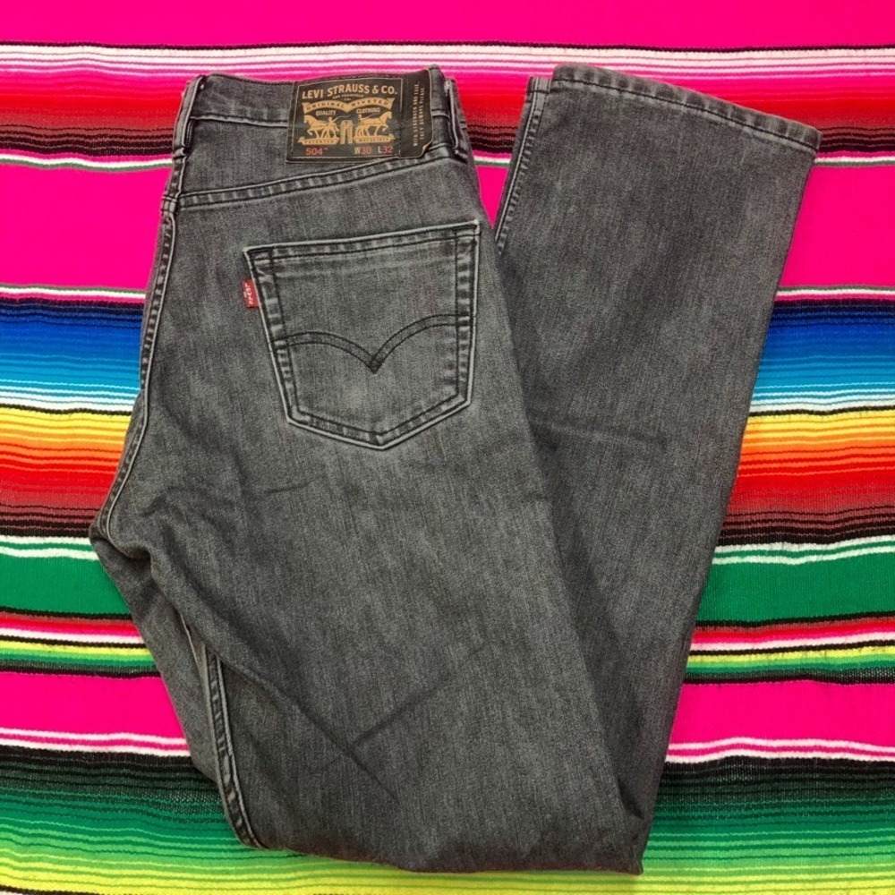 Levi's 504 Jeans Men's‎ 30x32 (Fit 30x31) Regular Black Wash Denim Workwear